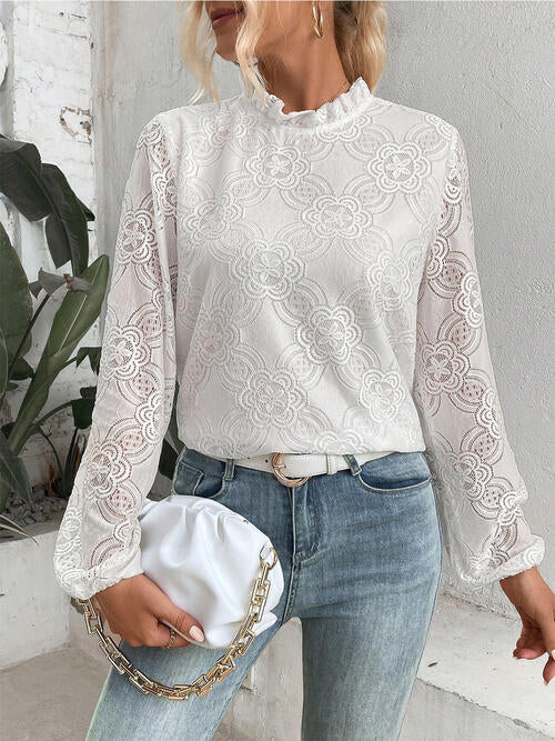 Floral Lace Balloon Sleeve Blouse