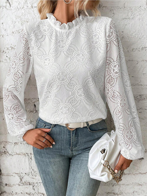 Floral Lace Balloon Sleeve Blouse