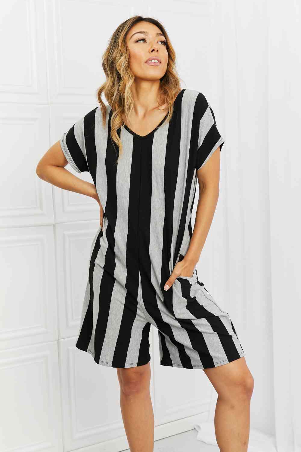 BOMBOM Late Start Striped Romper