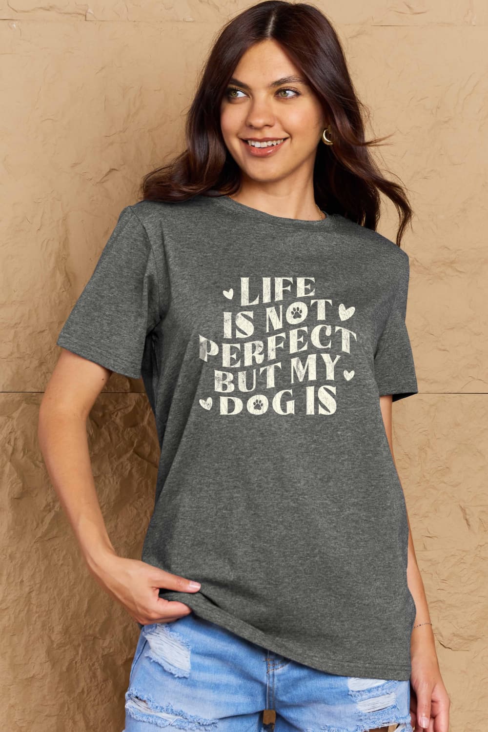 Simply Love Full Size Dog Slogan Graphic Cotton T-Shirt