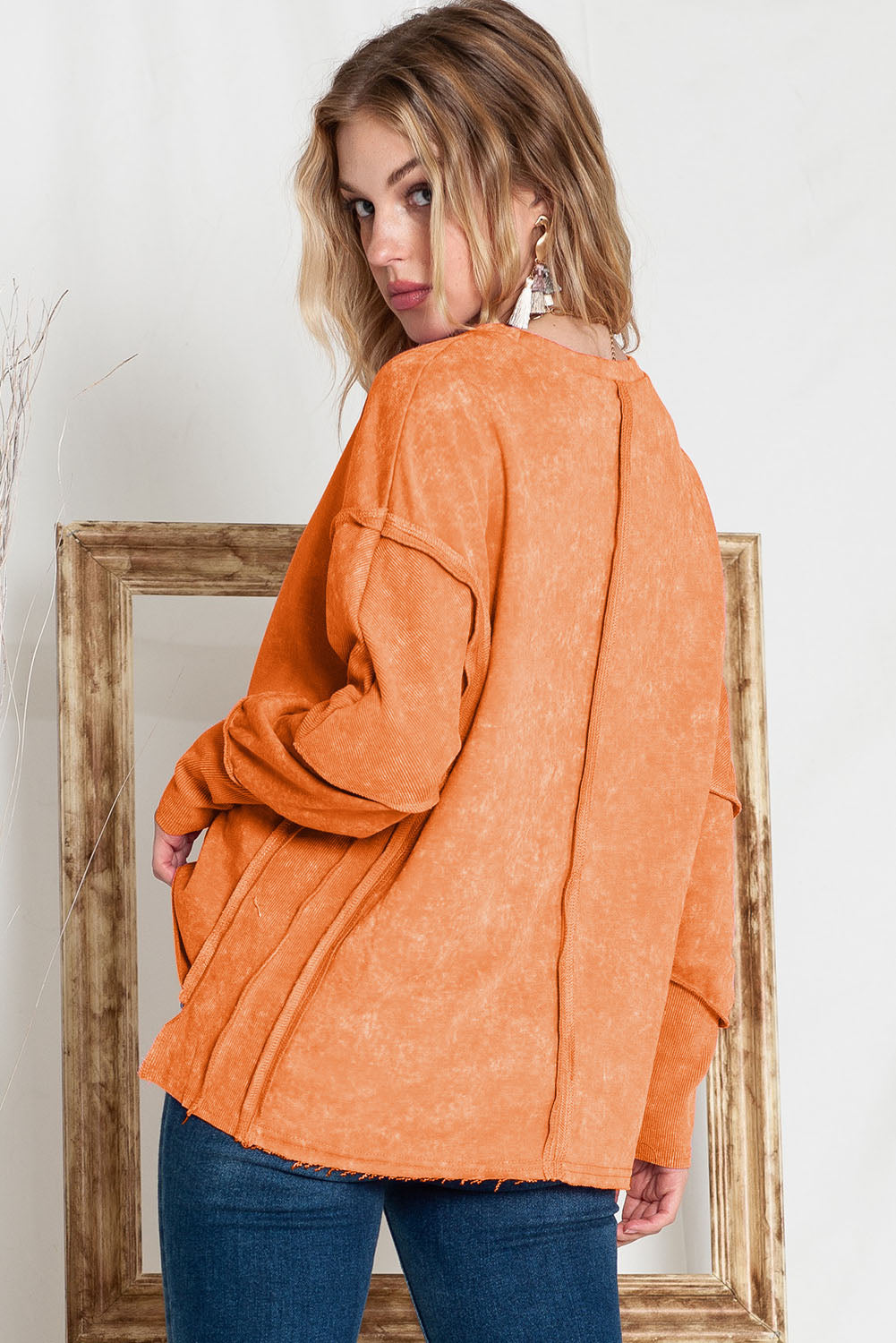 Round Neck Long Sleeve Jack-O'-Lantern Graphic Blouse